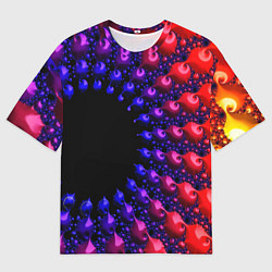 Мужская футболка оверсайз Неоновая абстракция фрактал