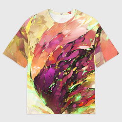 Мужская футболка оверсайз Красно-жёлтая абстракция