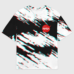 Мужская футболка оверсайз Nasa glitch color