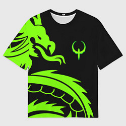 Мужская футболка оверсайз Квейк кислотный дракон лого