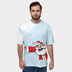 Футболка оверсайз мужская Дед мороз с шампанским, цвет: 3D-принт — фото 2