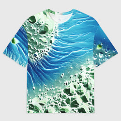 Футболка оверсайз мужская Берег и синие волны, цвет: 3D-принт