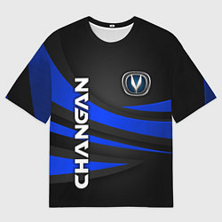 Мужская футболка оверсайз Чанган - синяя волна