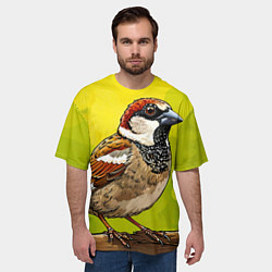 Футболка оверсайз мужская Большой воробей, цвет: 3D-принт — фото 2