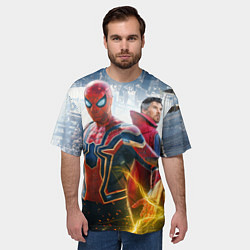 Футболка оверсайз мужская Стивен Стрэндж и Человек паук нет пути домой, цвет: 3D-принт — фото 2