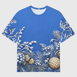 Мужская футболка оверсайз Новогодние веточки