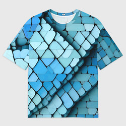 Мужская футболка оверсайз Синие рельефные плитки