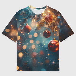 Мужская футболка оверсайз Новый год боке стиль