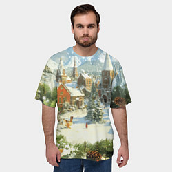 Футболка оверсайз мужская Фон рождества, цвет: 3D-принт — фото 2