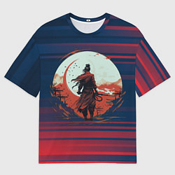 Футболка оверсайз мужская Самурай на фоне заката, цвет: 3D-принт