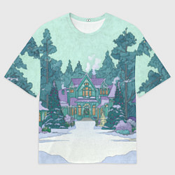 Мужская футболка оверсайз Новый год - двор