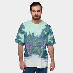 Футболка оверсайз мужская Новый год - двор, цвет: 3D-принт — фото 2