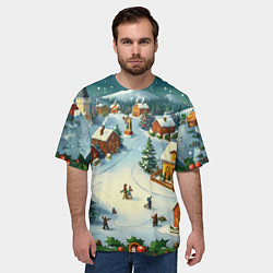 Футболка оверсайз мужская Каникулы нового года, цвет: 3D-принт — фото 2