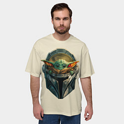 Футболка оверсайз мужская Малыш Грогу внутри шлема Мандалорец, цвет: 3D-принт — фото 2
