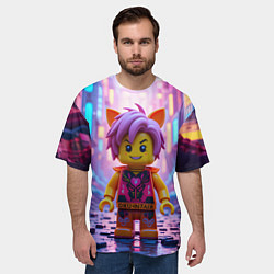 Футболка оверсайз мужская Роблокс с фиолетовыми волосами, цвет: 3D-принт — фото 2