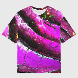 Мужская футболка оверсайз Розовая волнистая абстракция