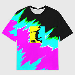 Футболка оверсайз мужская NBA неоновые краски текстура, цвет: 3D-принт