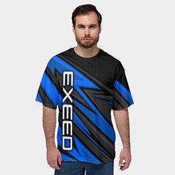 Футболка оверсайз мужская Exeed - синяя абстракция, цвет: 3D-принт — фото 2