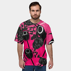 Футболка оверсайз мужская Игра в кальмара маска распорядителя и стражи, цвет: 3D-принт — фото 2