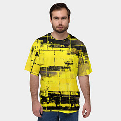 Футболка оверсайз мужская Чёрно-жёлтый техно-паттерн, цвет: 3D-принт — фото 2