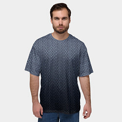 Футболка оверсайз мужская Тёмный серо-синий градиент текстурированный с узор, цвет: 3D-принт — фото 2