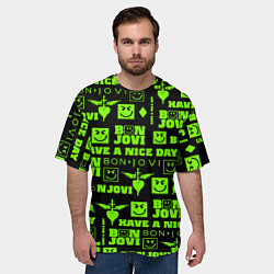 Футболка оверсайз мужская Bon Jovi кислотный паттерн, цвет: 3D-принт — фото 2