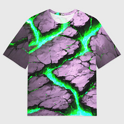 Мужская футболка оверсайз Треснувший камень зелёный