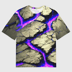 Мужская футболка оверсайз Треснувший камень фиолетовый