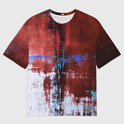 Мужская футболка оверсайз Ржавчина красно-белая