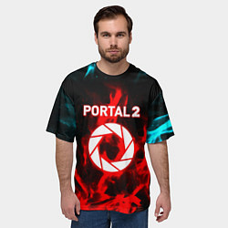 Футболка оверсайз мужская Portal flame steel game, цвет: 3D-принт — фото 2