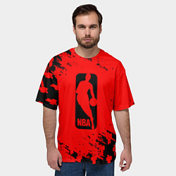 Футболка оверсайз мужская NBA краски баскетбол, цвет: 3D-принт — фото 2