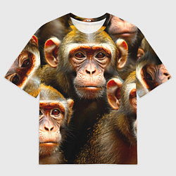 Футболка оверсайз мужская Макаки, цвет: 3D-принт