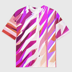 Мужская футболка оверсайз Бело-розовая абстракция