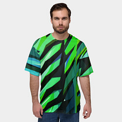 Футболка оверсайз мужская Чёрно-зелёная абстракция, цвет: 3D-принт — фото 2