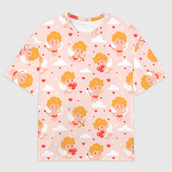 Мужская футболка оверсайз Паттерн с милыми купидонами