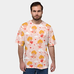 Футболка оверсайз мужская Паттерн с милыми купидонами, цвет: 3D-принт — фото 2