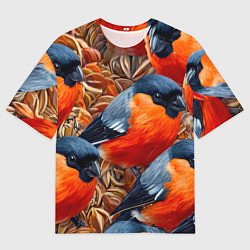 Футболка оверсайз мужская Снегири, цвет: 3D-принт