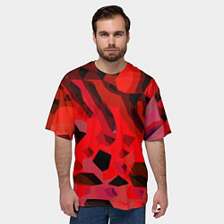 Футболка оверсайз мужская Чёрно-красная пористая абстракция, цвет: 3D-принт — фото 2