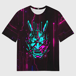 Футболка оверсайз мужская Самурай киберпанк цифровой, цвет: 3D-принт