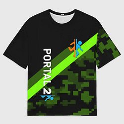 Мужская футболка оверсайз Portal camo steel geometry