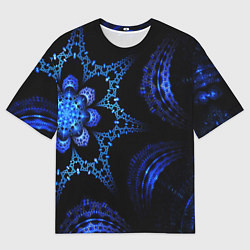 Мужская футболка оверсайз Синий фрактал текстура
