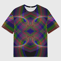 Мужская футболка оверсайз Оптические волны текстура