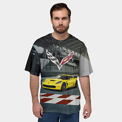 Футболка оверсайз мужская Шевроле корвет - гоночная команда, цвет: 3D-принт — фото 2