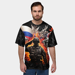 Футболка оверсайз мужская Защитник отечества с ангельскими крыльями, цвет: 3D-принт — фото 2
