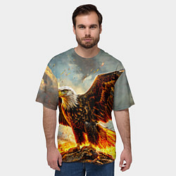 Футболка оверсайз мужская Белоголовый орлан в огне, цвет: 3D-принт — фото 2