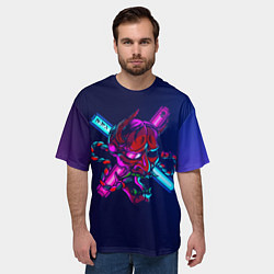 Футболка оверсайз мужская Демон они неоновый, цвет: 3D-принт — фото 2