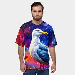 Футболка оверсайз мужская Чайка и космос, цвет: 3D-принт — фото 2