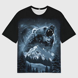 Футболка оверсайз мужская Медведь в зимнем лесу, цвет: 3D-принт