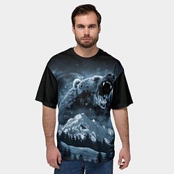 Футболка оверсайз мужская Медведь в зимнем лесу, цвет: 3D-принт — фото 2