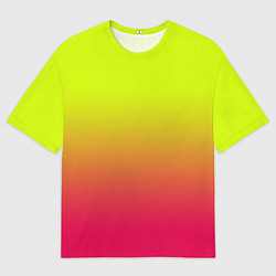 Мужская футболка оверсайз Градиент салатовый в розовый